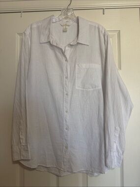 H&M White Women's Button-Down Shirt with Chest Pocket